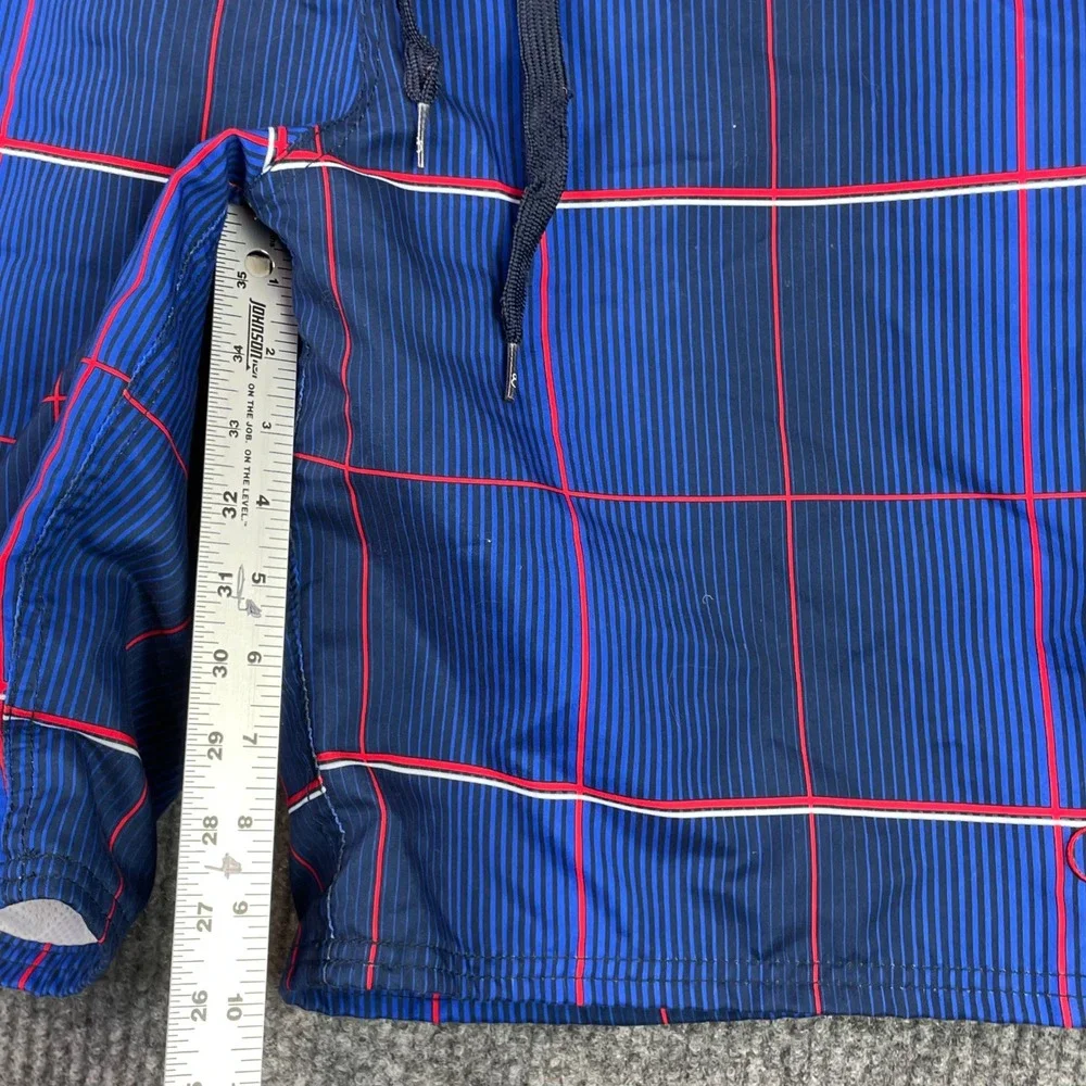 OP Board Shorts Mens L 36-38 Blue Plaid Swim Trunks OM16201Y Cargo Pocket